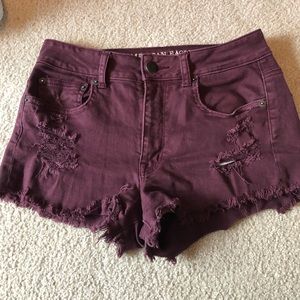 American eagle maroon jean shorts
